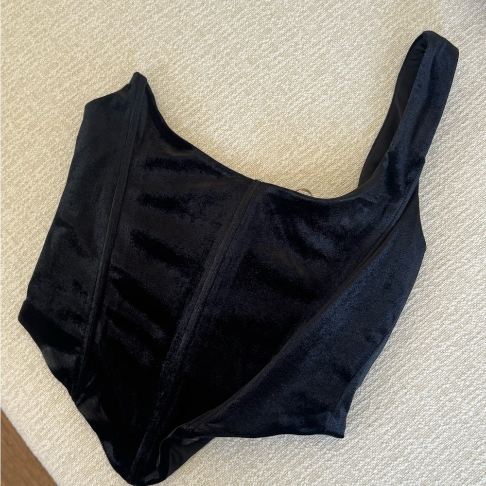 Meshki Black Velvet Crop Top